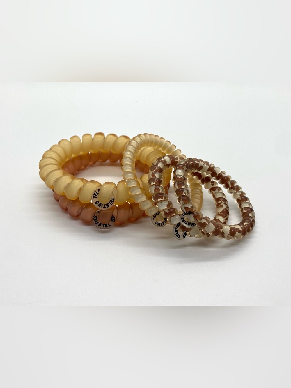 Teleties Spiral Coil Hair Ties Brown Tan Cream Boho Fall Preppy Coastal Cowgirl